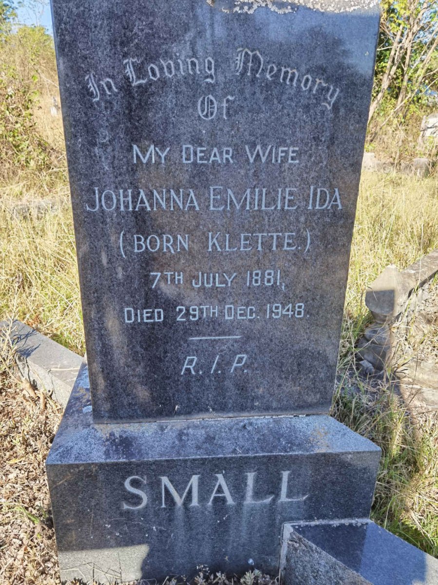 SMALL Johanna Emilie Ida nee KLETTE 1881-1948