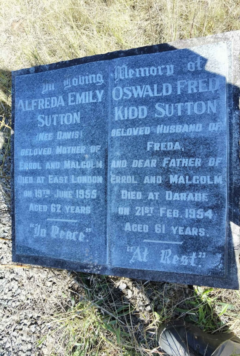 SUTTON Oswald Fred Kidd -1954 &amp; Alfreda Emily DAVIS -1955
