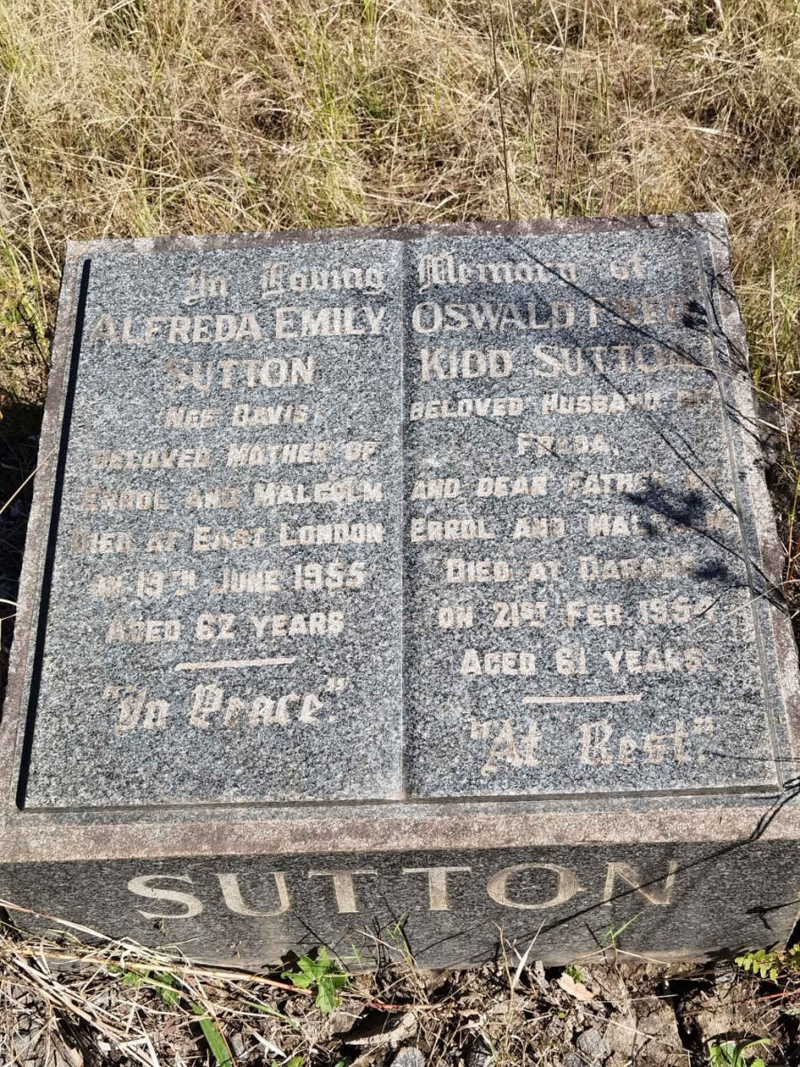 SUTTON Oswald Fred Kidd -1954 &amp; Alfreda Emily DAVIS -1955