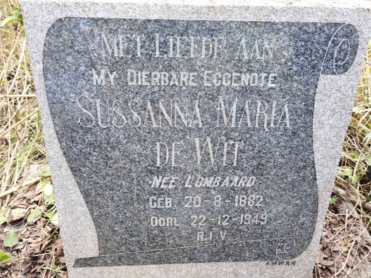 WIT Sussanna Maria, de nee LOMBAARD 1882-1949