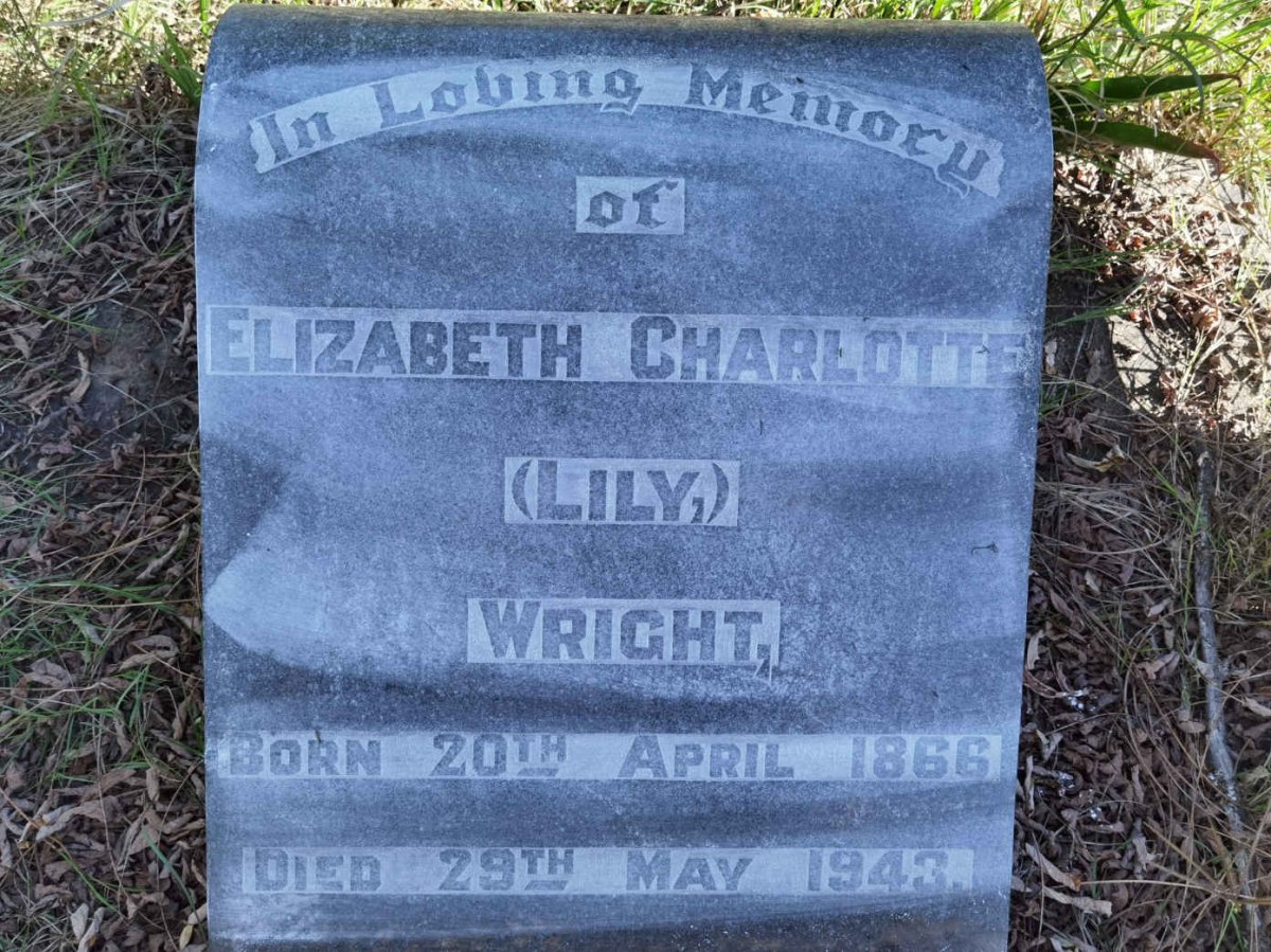 WRIGHT Elizabeth Charlotte 1866-1943