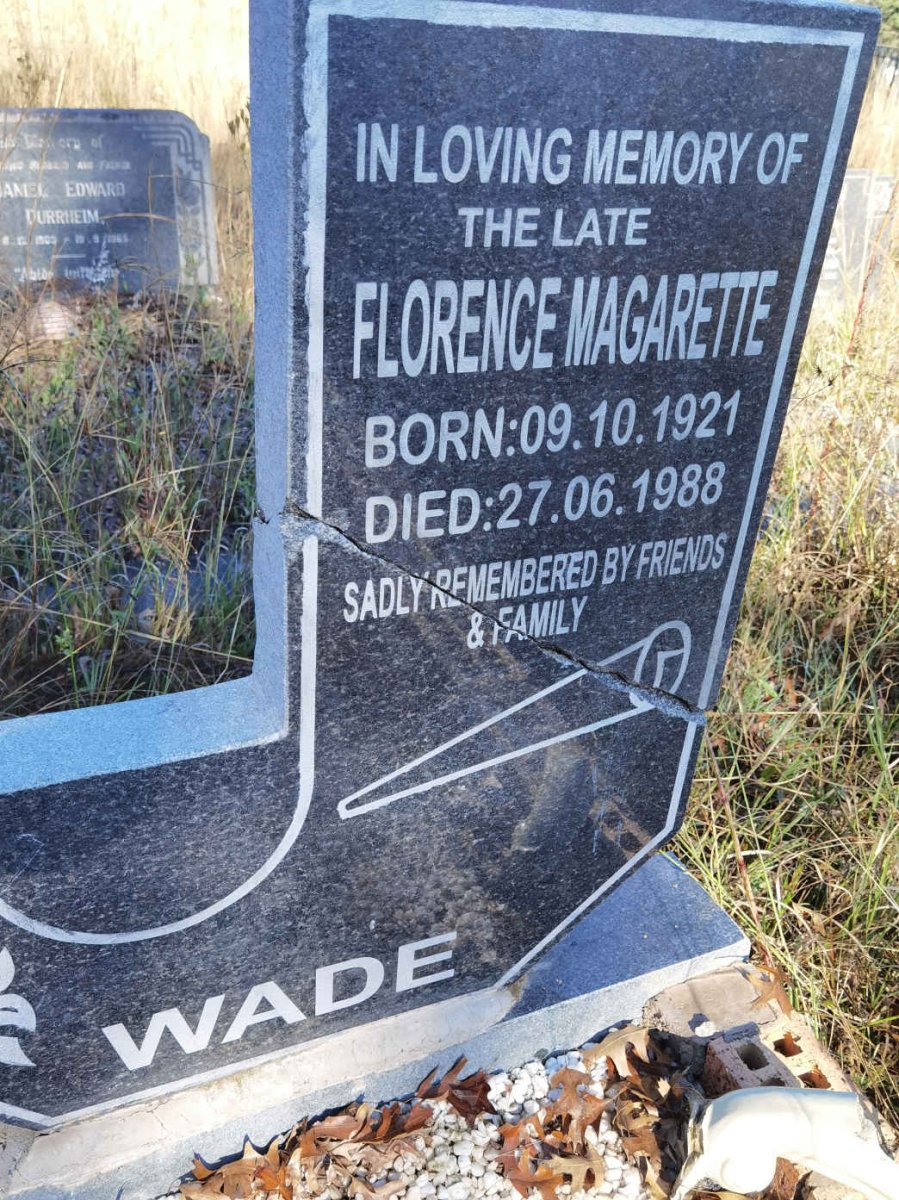 WADE Florence Magarette 1921-1988