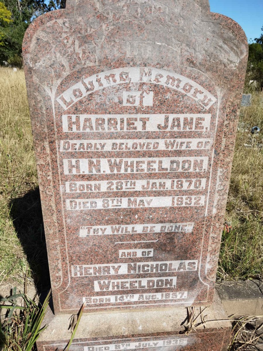 WHEELDON Henry Nicholas 1857-1938 &amp; Harriet Jane 1870-1932