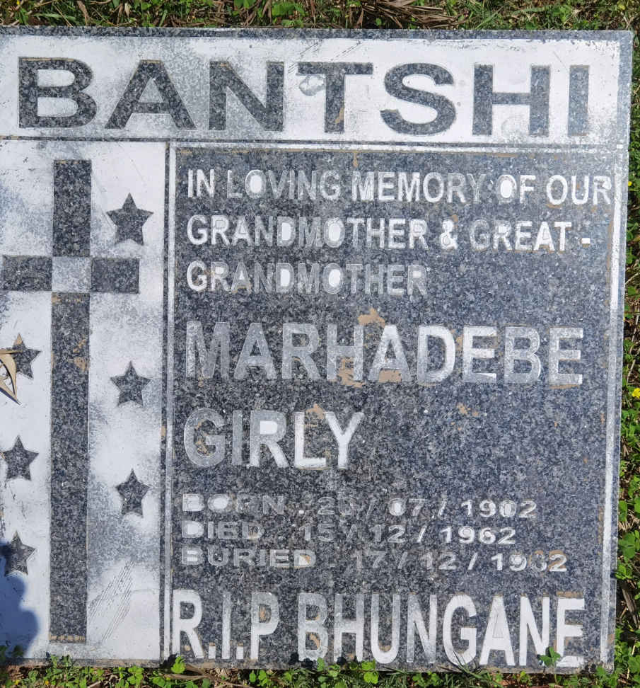 BANTSHI Marhadebe Girly 1902-1962