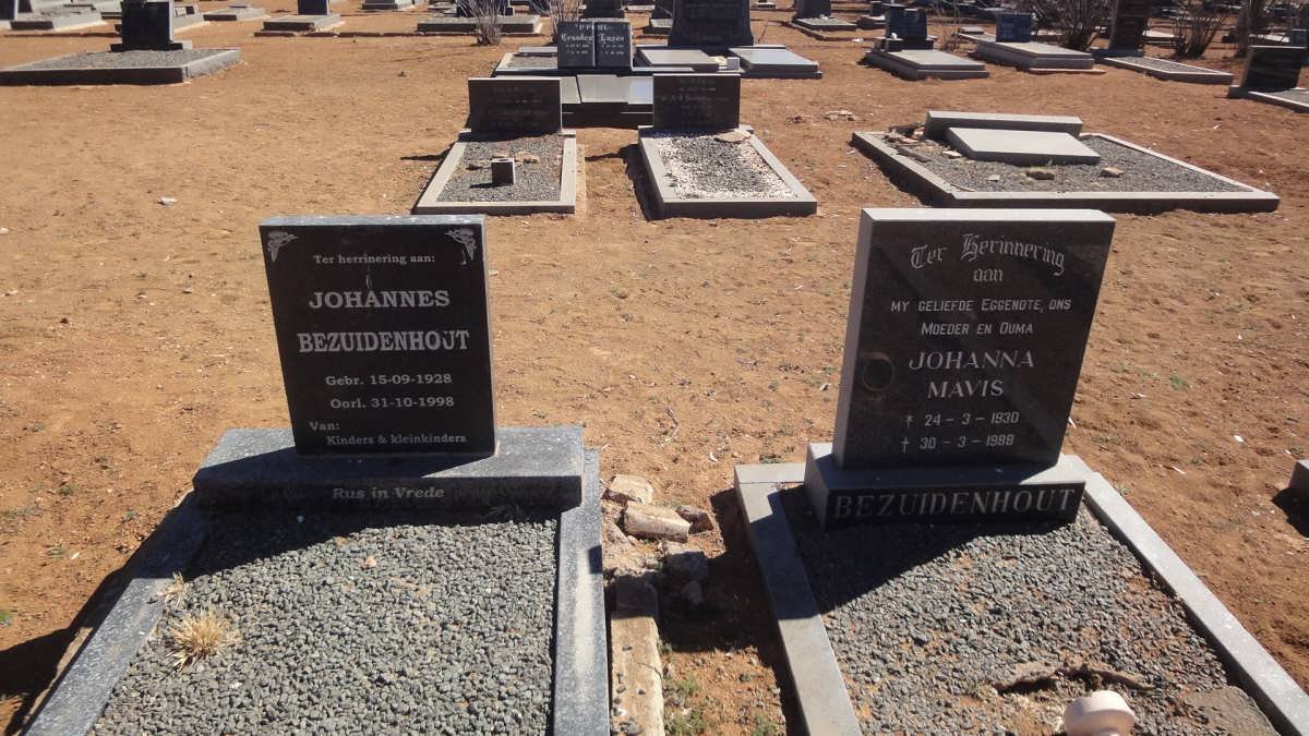 BEZUIDENHOUT Johannes 1928-1998 &amp; Johanna Mavis 1930-1998
