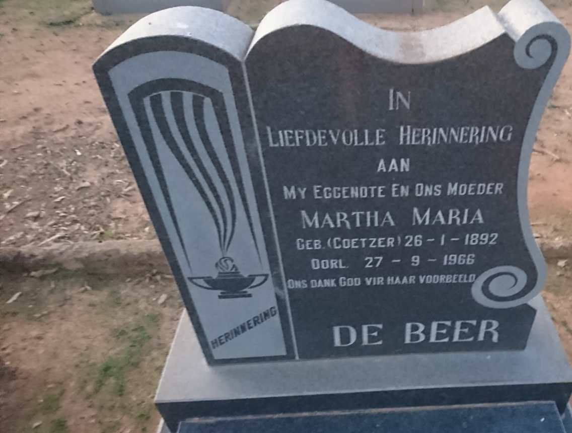 BEER Martha Maria, de nee COETZER 1892-1966