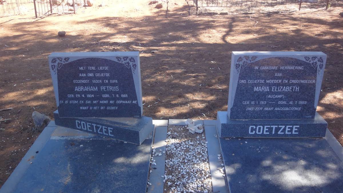 COETZEE Abraham Petrus 1904-1969 &amp; Maria Elizabeth AUCAMP 1913-1989