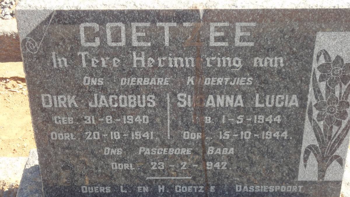 COETZEE Dirk Jacobus 1940-1941 :: COETZEE Susanna Lucia 1944-1944