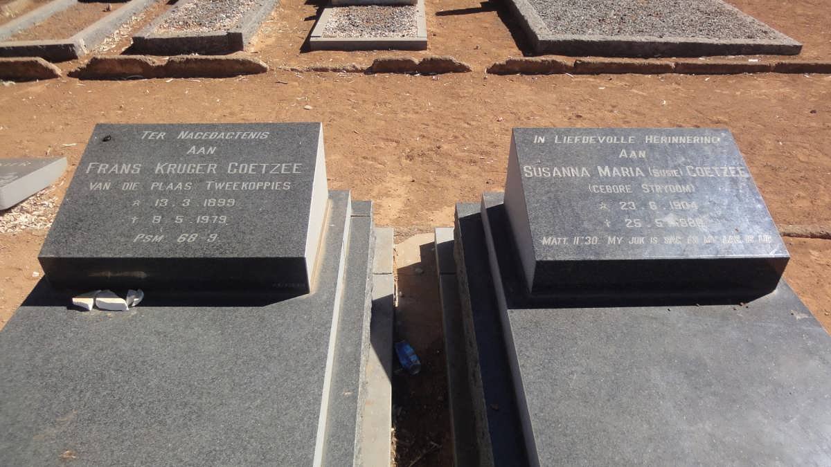 COETZEE Frans Kruger 1899-1979 &amp; Susanna Maria STRYDOM 1904-1986 