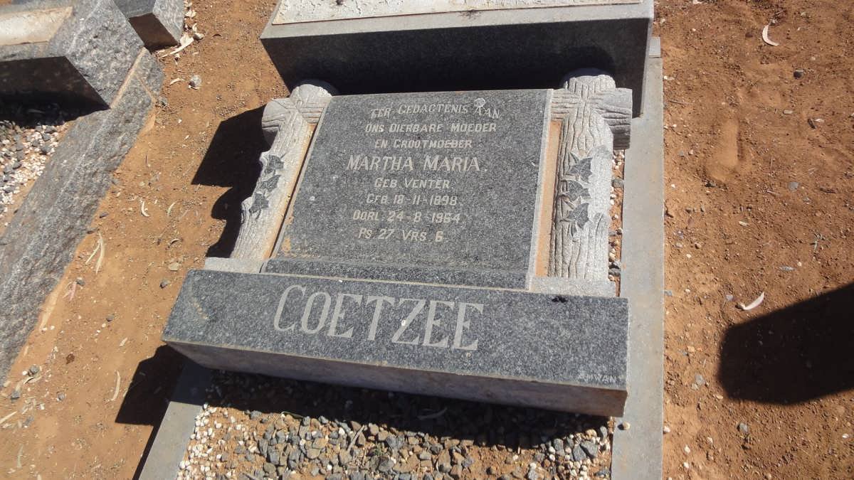 COETZEE Martha Maria nee VENTER 1898-1964