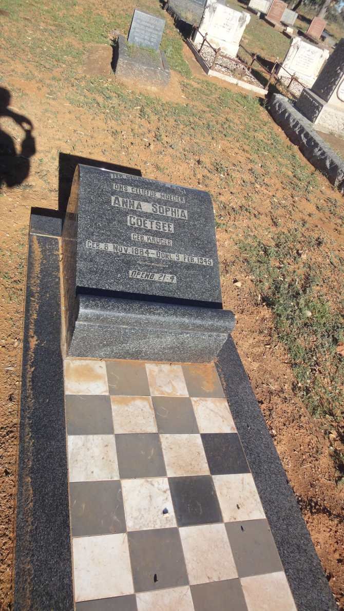 COETSEE Anna Sophia nee KRUGER 1884-1945