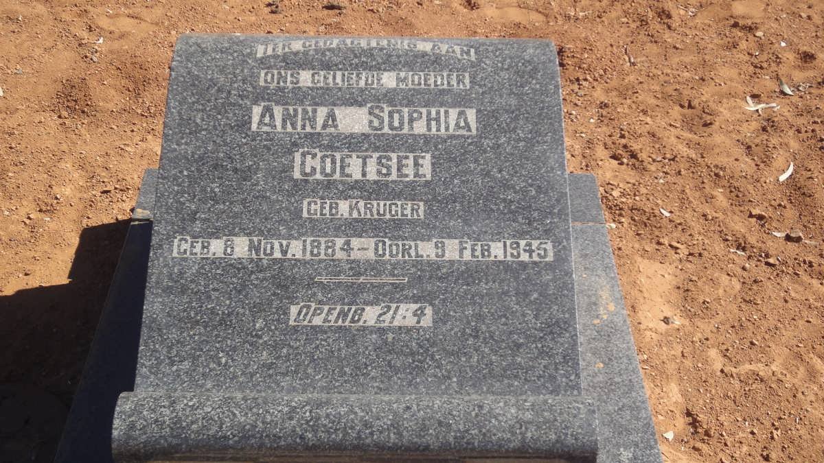 COETSEE Anna Sophia nee KRUGER 1884-1945
