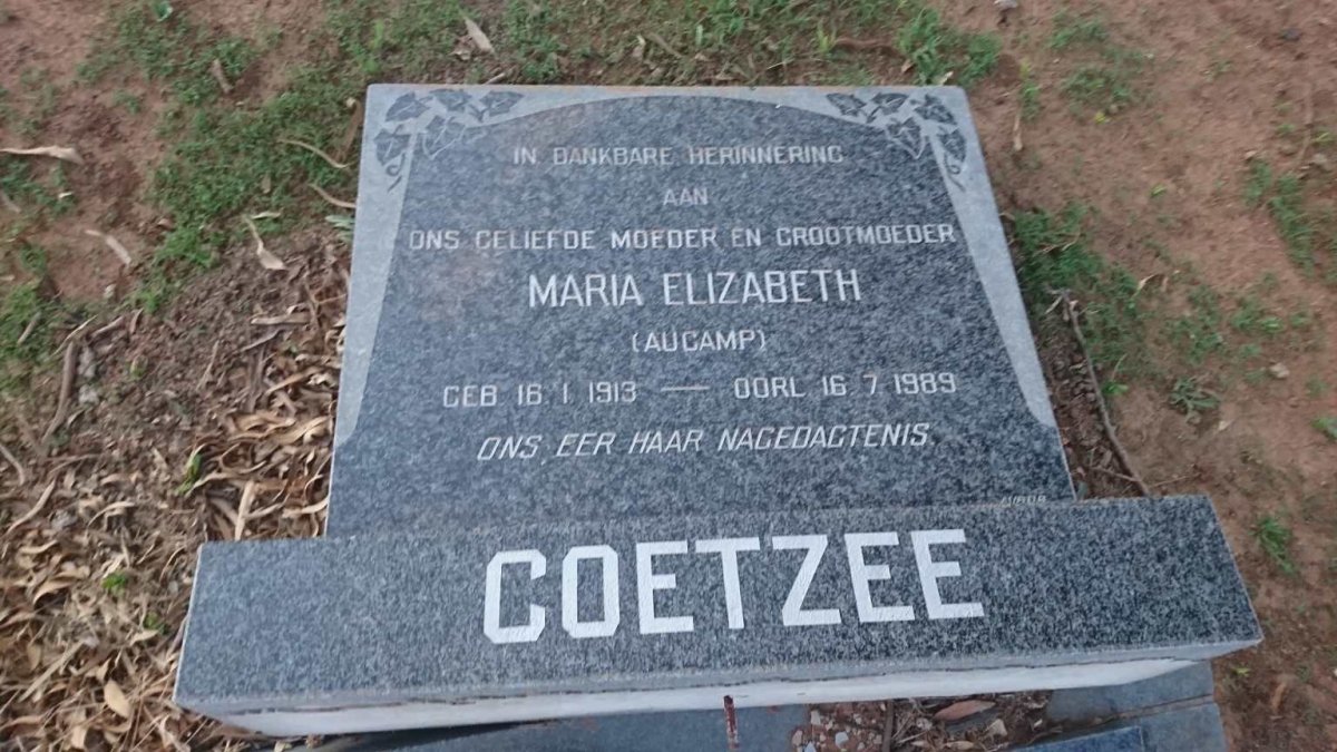COETZEE Maria Elizabeth nee AUCAMP 1913-1989