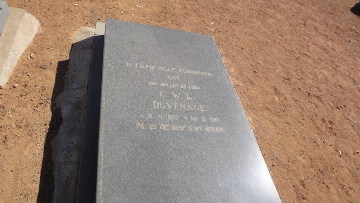DUVENHAGE C.W.L. 1907-1997