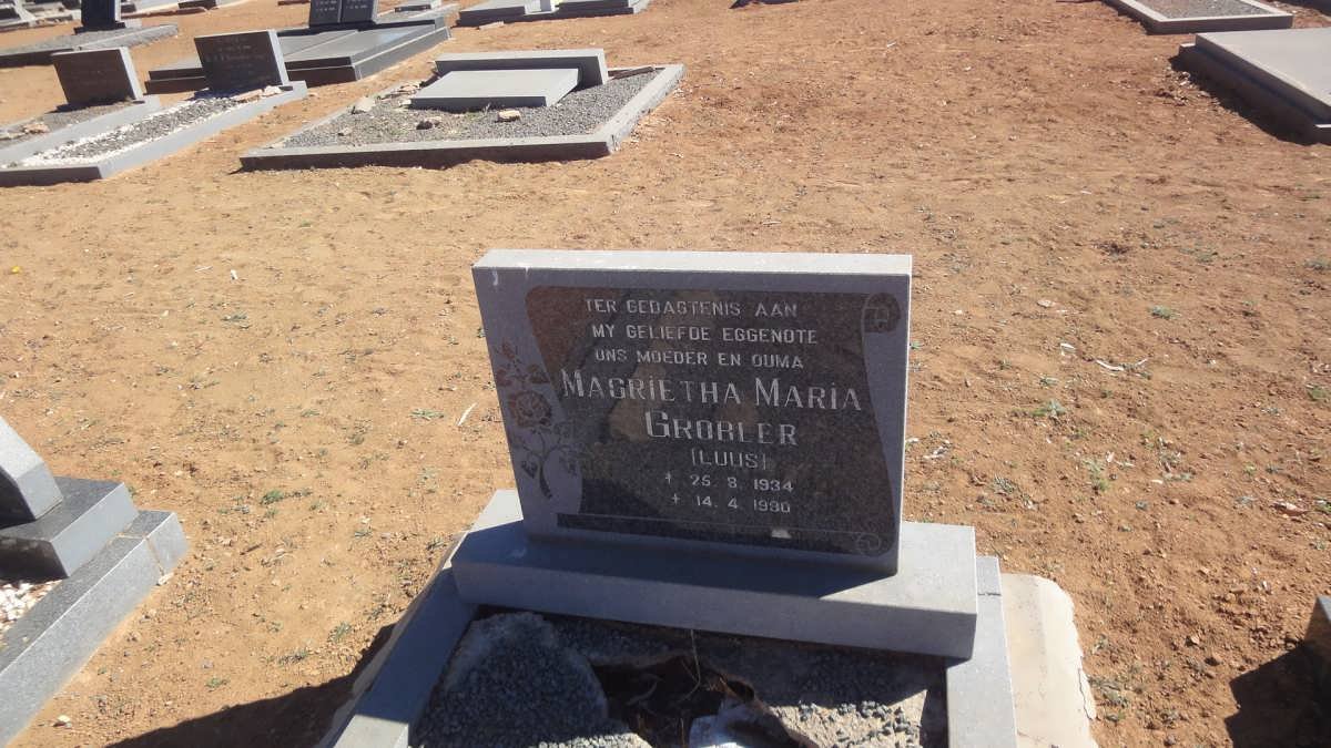 GROBLER Magrietha Maria nee LUUS 1934-1990