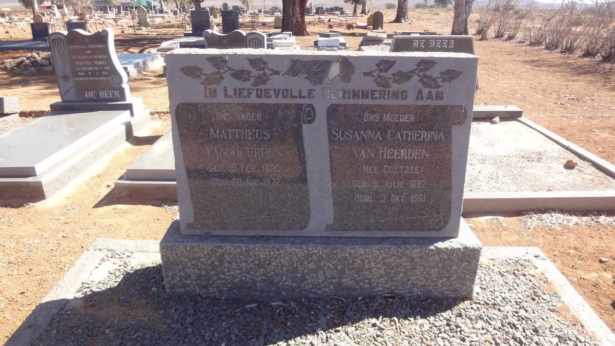 HEERDEN Mattheus, van 1890-1972 &amp; Susanna Carherina COETZEE 1892-1961