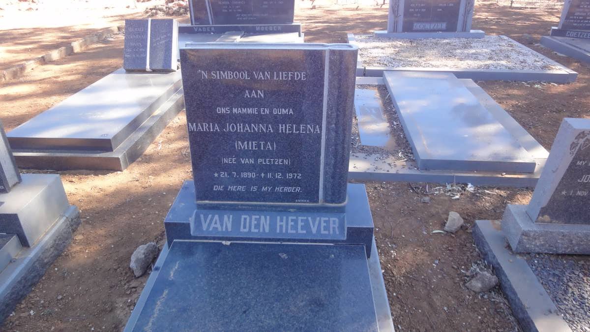 HEEVER Maria Johanna Helena, van den nee VAN PLETZEN 1890-1972