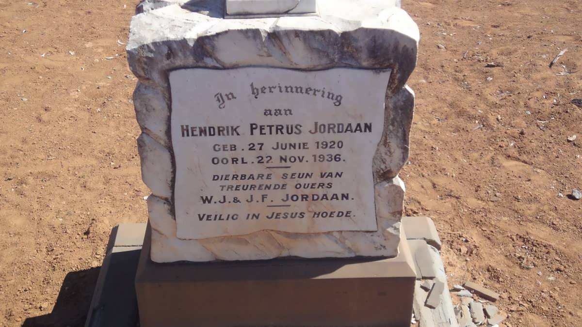 JORDAAN Hendrik Petrus 1920-1936