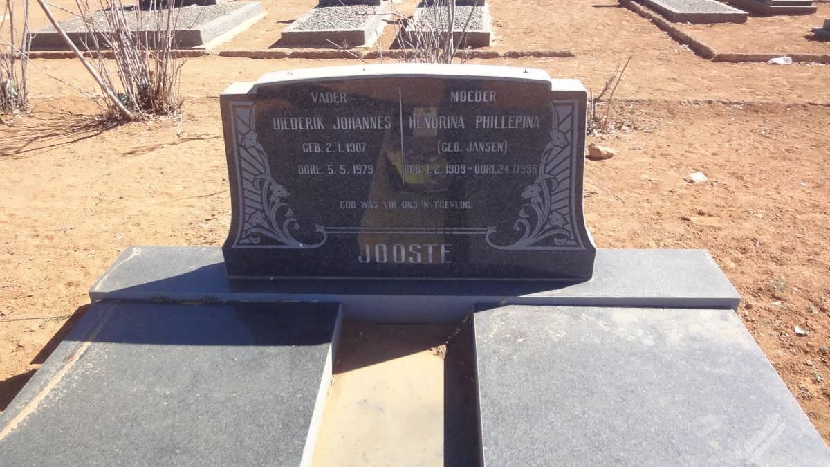 JOOSTE Diederik Johannes 1907-1979 &amp; Hendrina Phillepina JANSEN 1909-1996