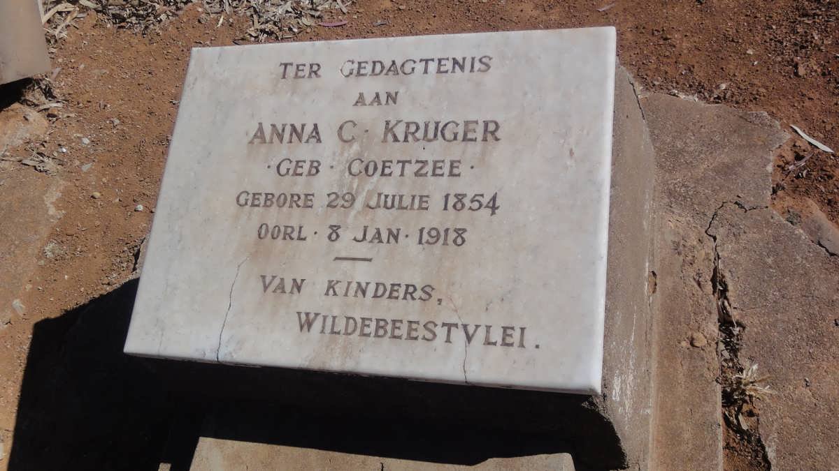 KRUGER Anna C. nee COETZEE 1854-1918
