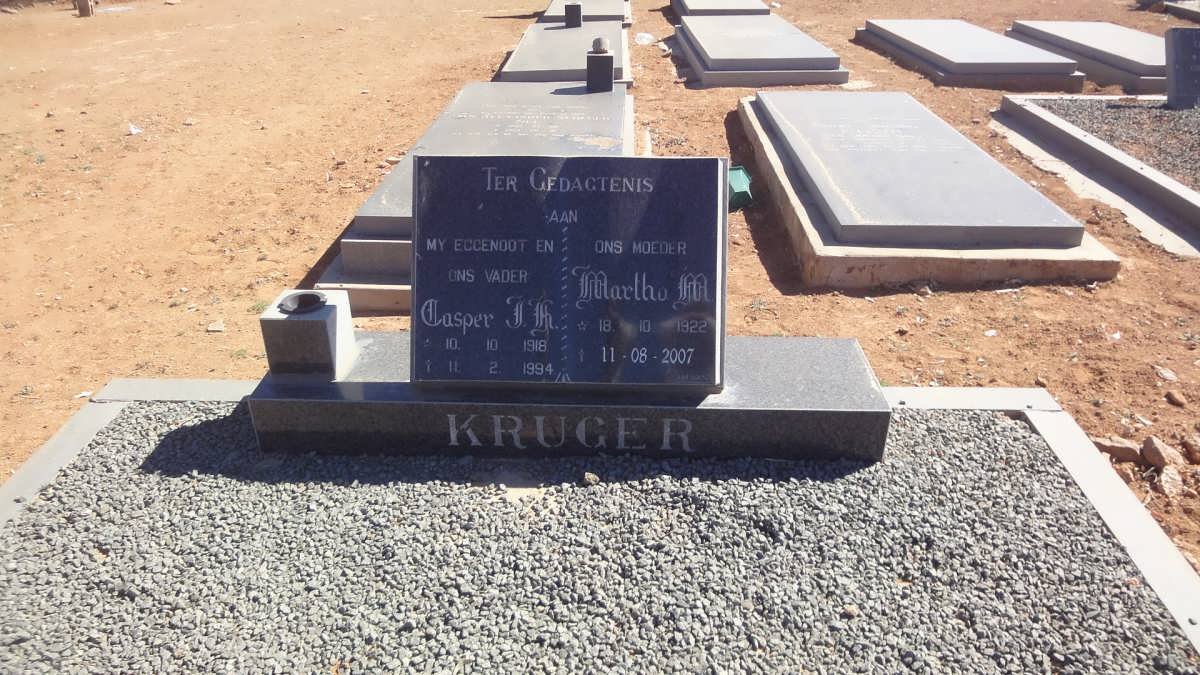 KRUGER Casper J.H. 1918-1994 &amp; Martha M. 1922-2007