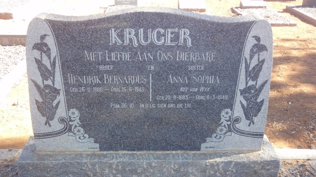 KRUGER Hendrik Bernardus 1880-1949 &amp; Anna Sophia VAN WYK 1883-1949