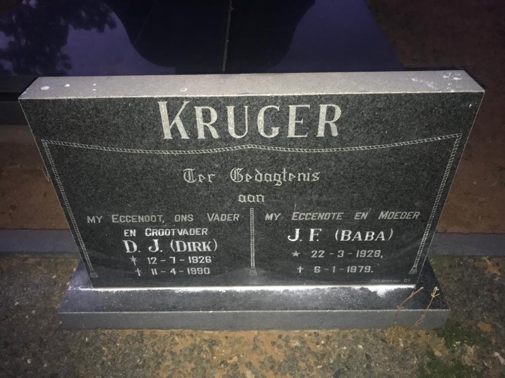 KRUGER D.J. 1926-1990 &amp; J.F. 1928-1979
