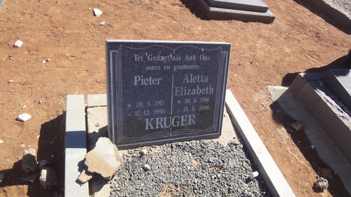 KRUGER Pieter 1911-1995 &amp; Aletta Elizabeth 1916-2000