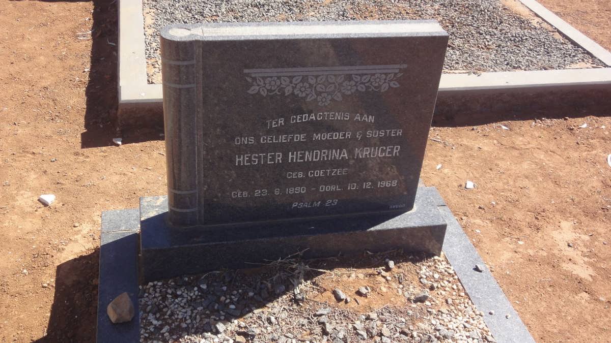 KRUGER Hester Hendrina nee COETZEE 1890-1968