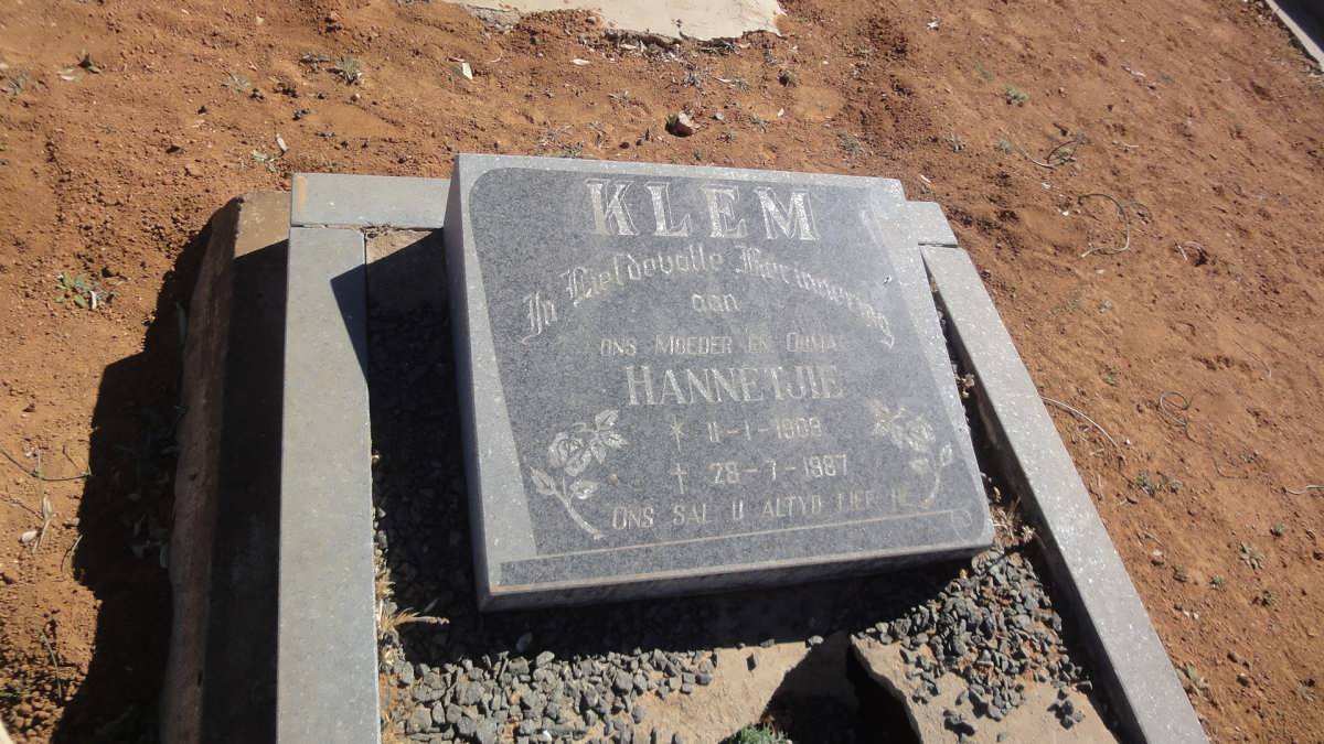 KLEM Hannetjie 1909-1987