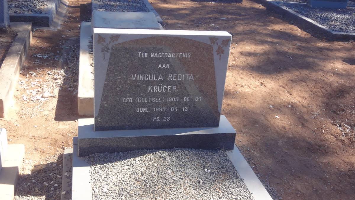 KRÜGER Vincula Redita nee COETSEE 1903-1995