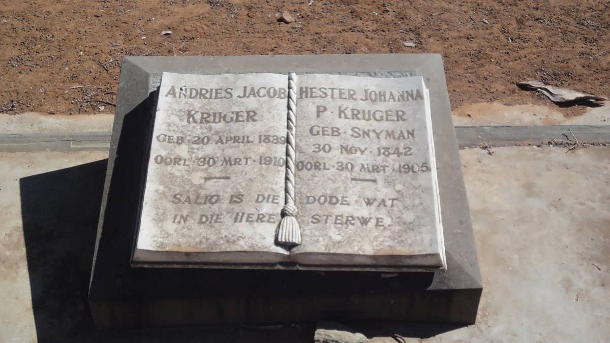 KRUGER Andries Jacob 1839-1910 &amp; Hester Johanna P. SNYMAN 1842-1905