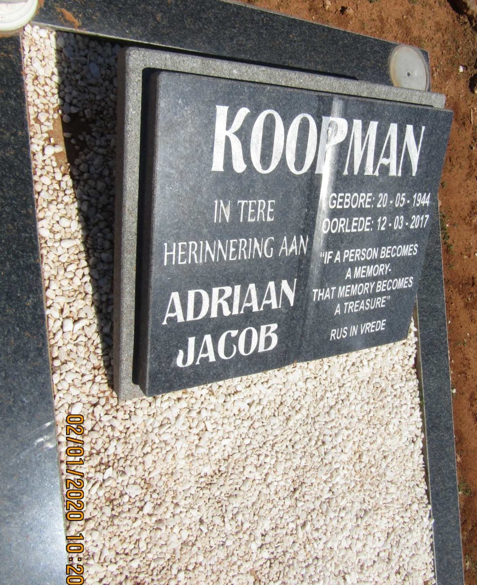 KOOPMAN Adriaan Jacob 1944-2017