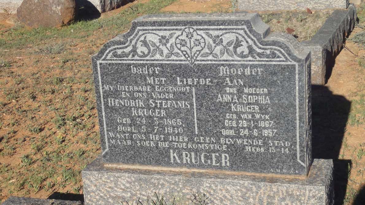 KRUGER Hendrik Stefanis 1865-1940 &amp; Anna Sophia VAN WYK 1867-1957