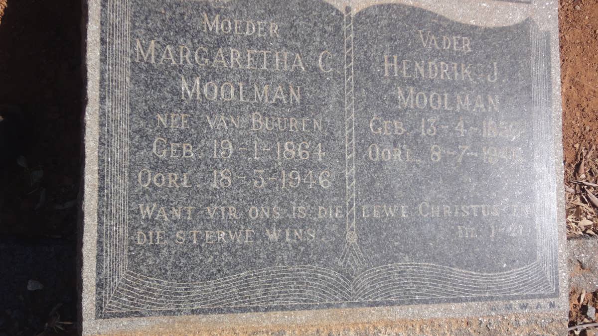 MOOLMAN Hendrik J. 1856-1946 &amp; Margaretha C. VAN BUUREN 1864-1946