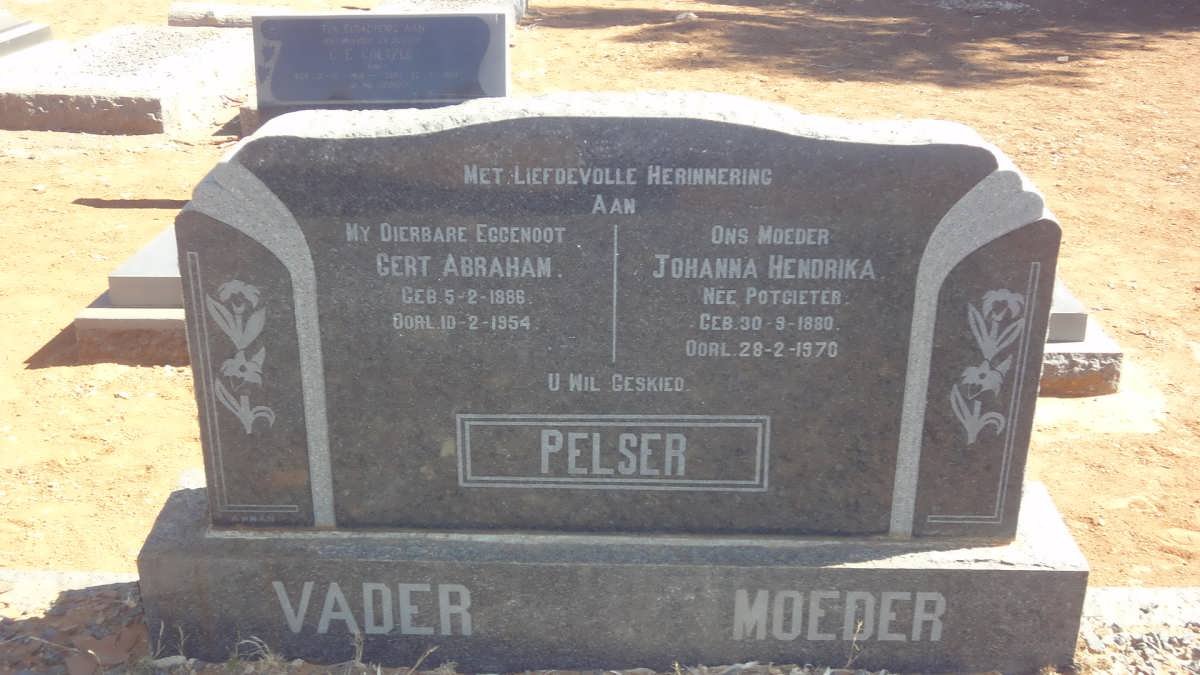 PELSER Gert Abraham 1886-1954 &amp; Johanna Hendrika POTGIETER 1880-1970