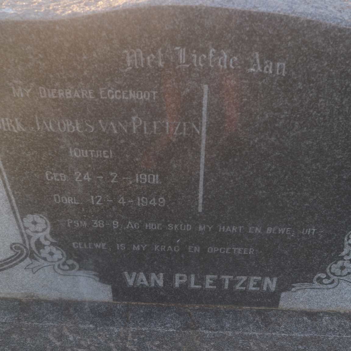 PLETZEN Dirk Jacobus, van 1901-1949