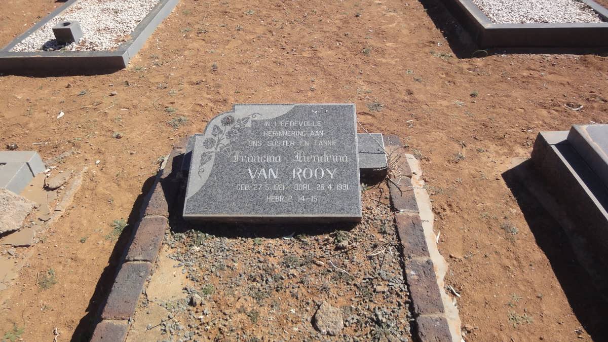 ROOY Francina Hendrina, van 1921-1991