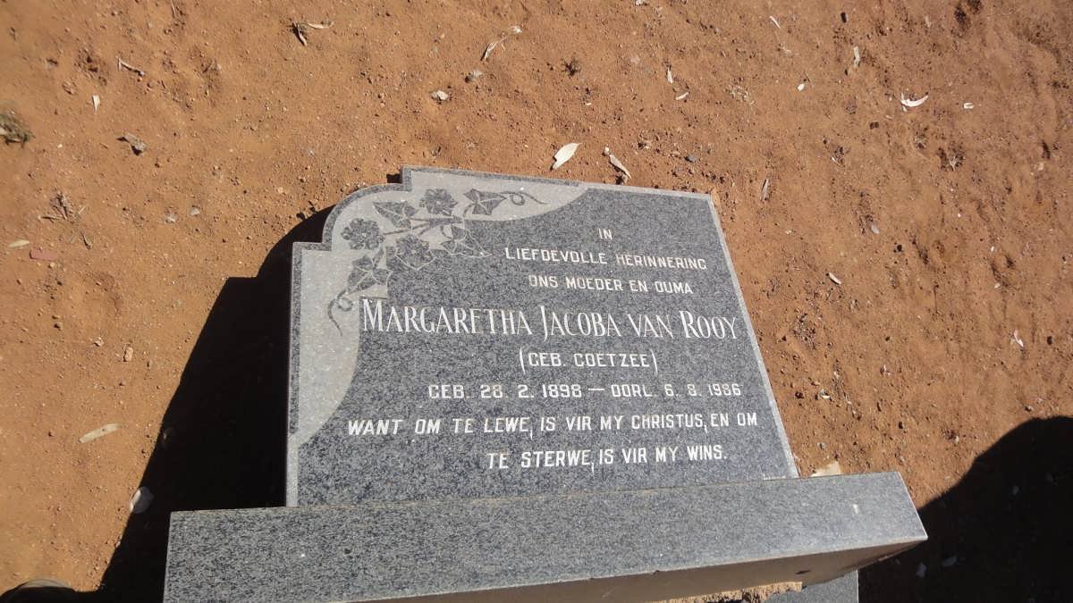 ROOY Margaretha Jacoba, van nee COETZEE 1898-1986