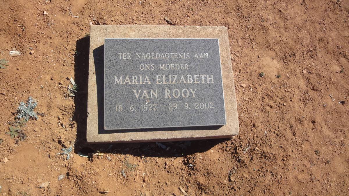 ROOY Maria Elizabeth, van 1927-2002