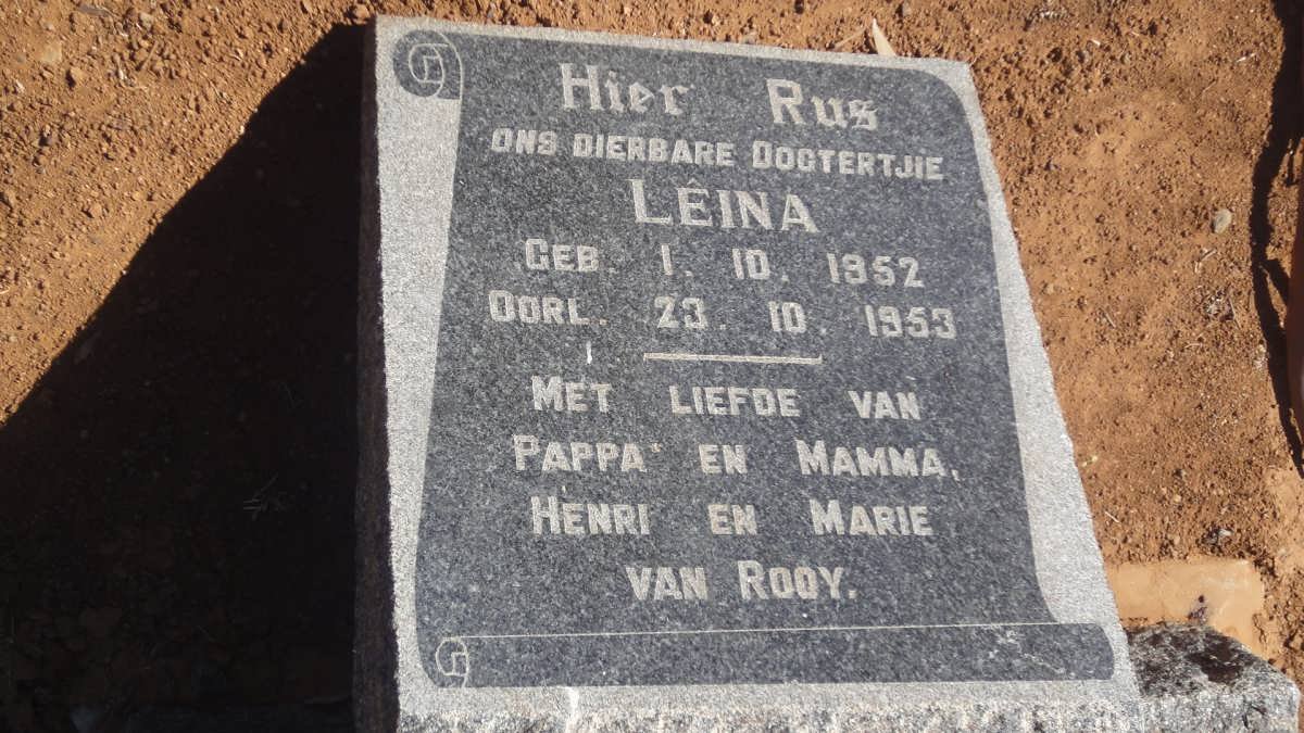 ROOY Lêina, van 1952-1953