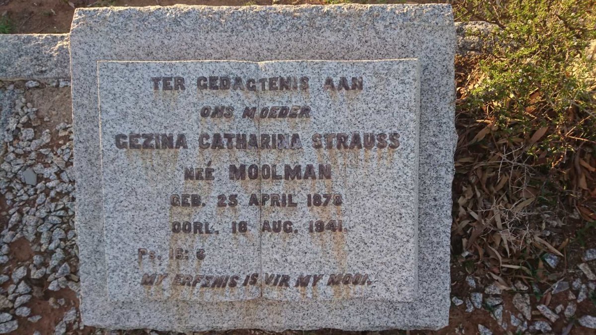 STRAUSS Gezina Catharina nee MOOLMAN 1878-1941