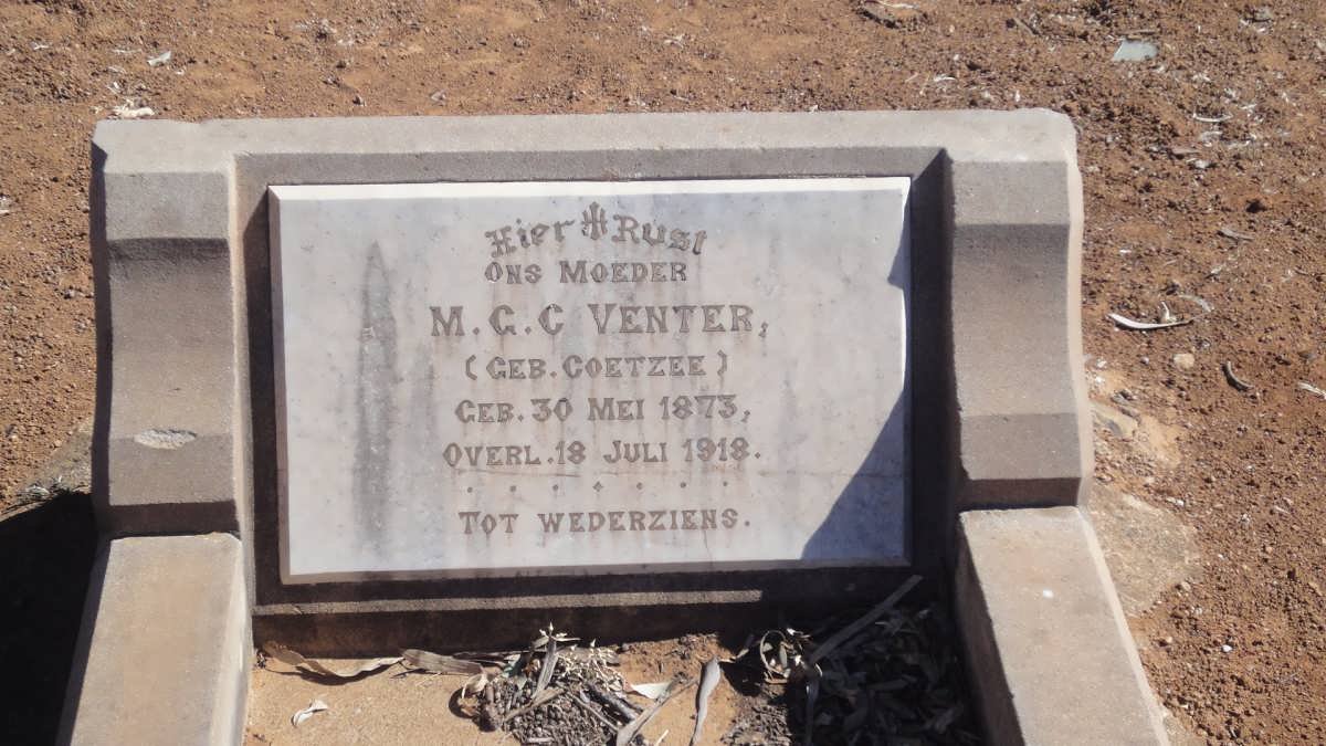 VENTER M.G.C. nee COETZEE 1873-1918