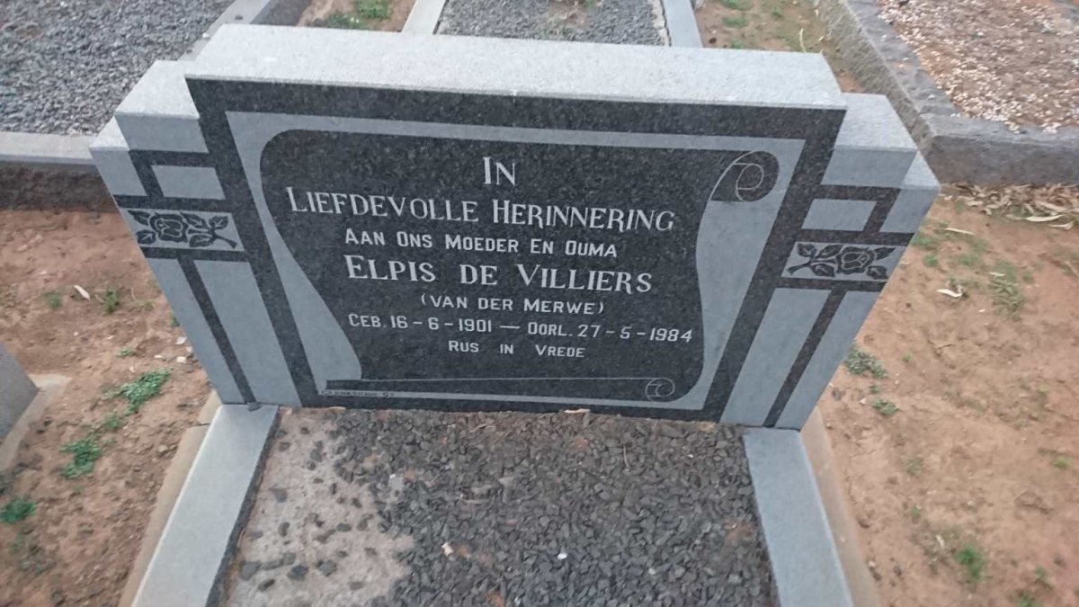 VILLIERS Elpis, de nee van der MERWE 1901-1984