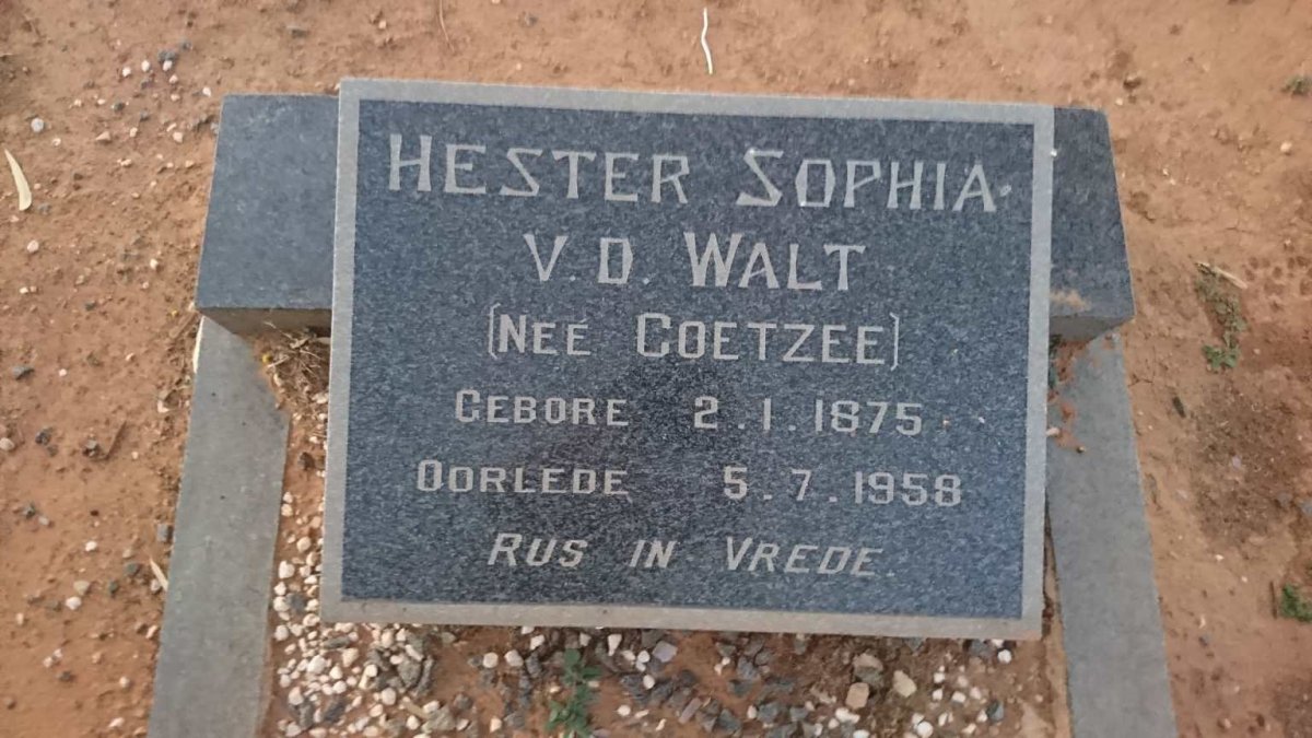 WALT Hester Sophia, v.d. nee COETZEE 1875-1958