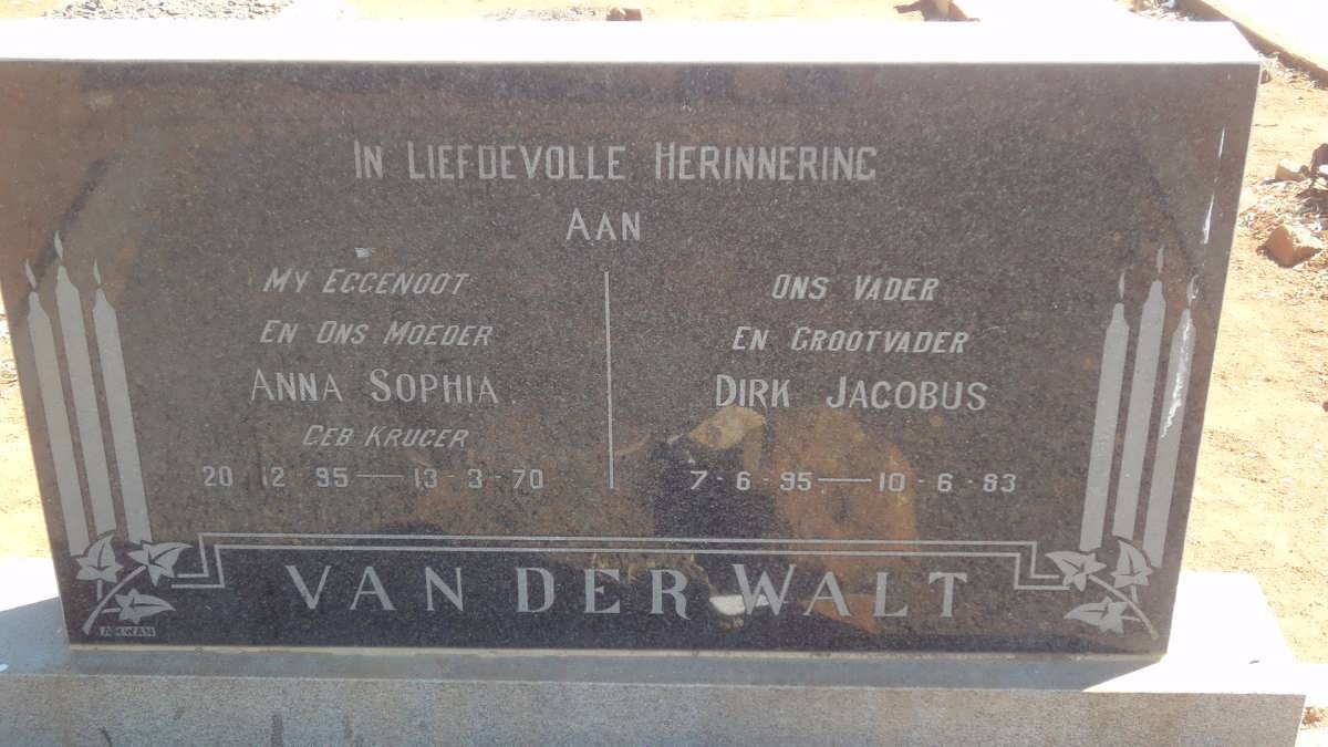 WALT Dirk Jacobus, van der 1895-1983 &amp; Anna Sophia KRUGER 1895-1970