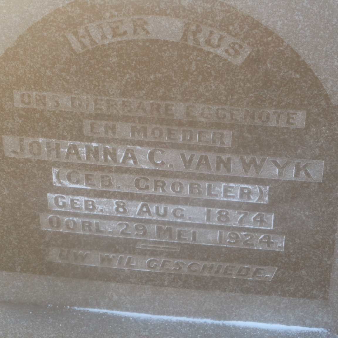 WYK Johanna C., van nee GROBLER 1874-1924