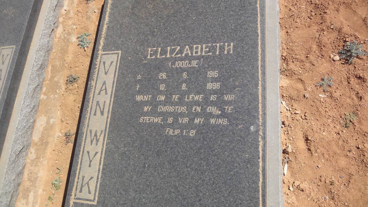 WYK Elizabeth, van 1915-1996