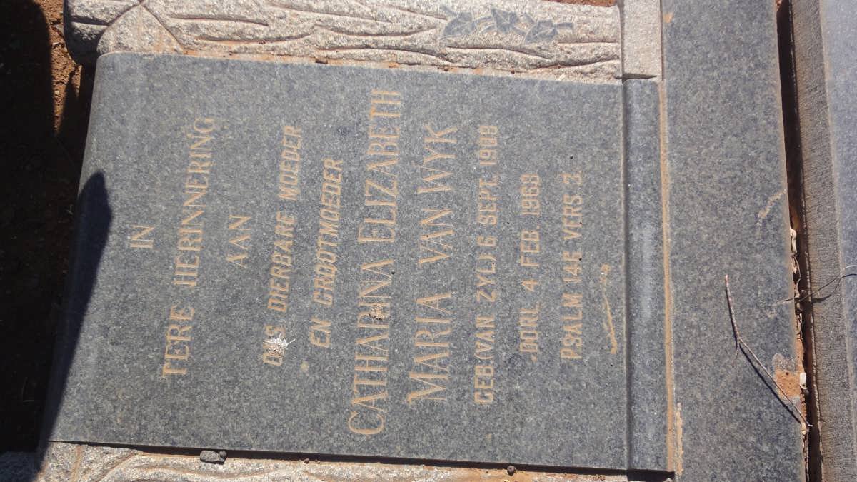 WYK Catharina Elizabeth Maria, van nee VAN ZYL 1908-1968