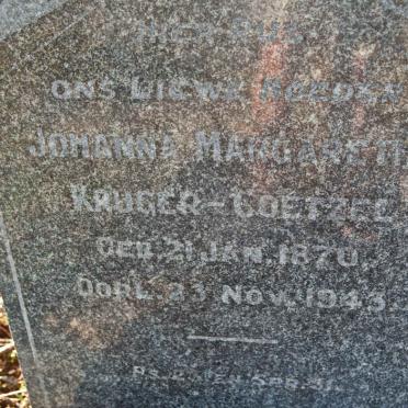 COETZEE Johanna Margaretha nee KRUGER 1870-1943